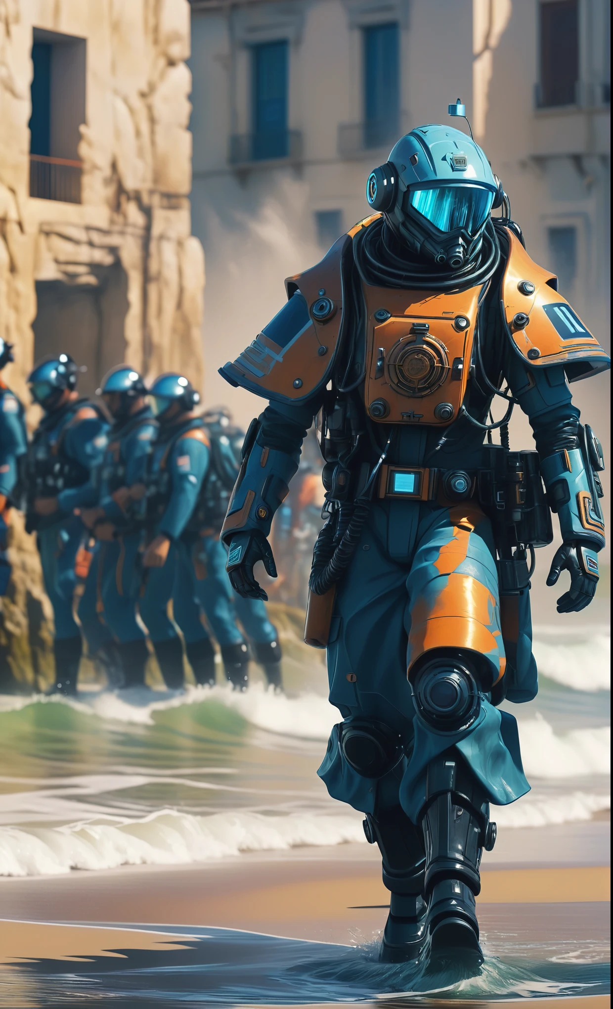 Nazare Nautica vol.2 - Coast Guard, by Luis Duarte, Nanopunk, blue shading, Nazare style, Element Water, Mythpunk, Graphic Interface, Space Art, Sci-Fic Art, Dark Influence, NijiExpress 3D v3, Kinetic Art, Datanoshing, Oilpainting, Ink v3, Splash style, Abstract Art, Abstract Tech, Cyber Tech Elements, Futuristic, Epic style, Illustrated v3, Deco Influence, AirBrush style, drawing
