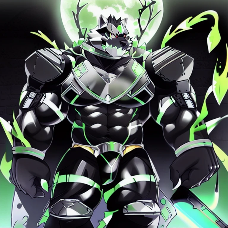 (holding 1 sword:1.2), (moon night), solo, fantasy RPG (dark village:1.2), (full body), (thick thighs:1.2), (monomasa), male focus, bodysuit, black bodysuit, armor, (rubber material:1.2), (green slime (substance):1.2), (big muscle:1.1), Wearing full plate armor, bulge in the crotch wears a small black string thong that reveals huge muscular thighs. (metallic color: jet black thong)
He wears a black cloak on his back.
The cloak is so long that it touches the ground,