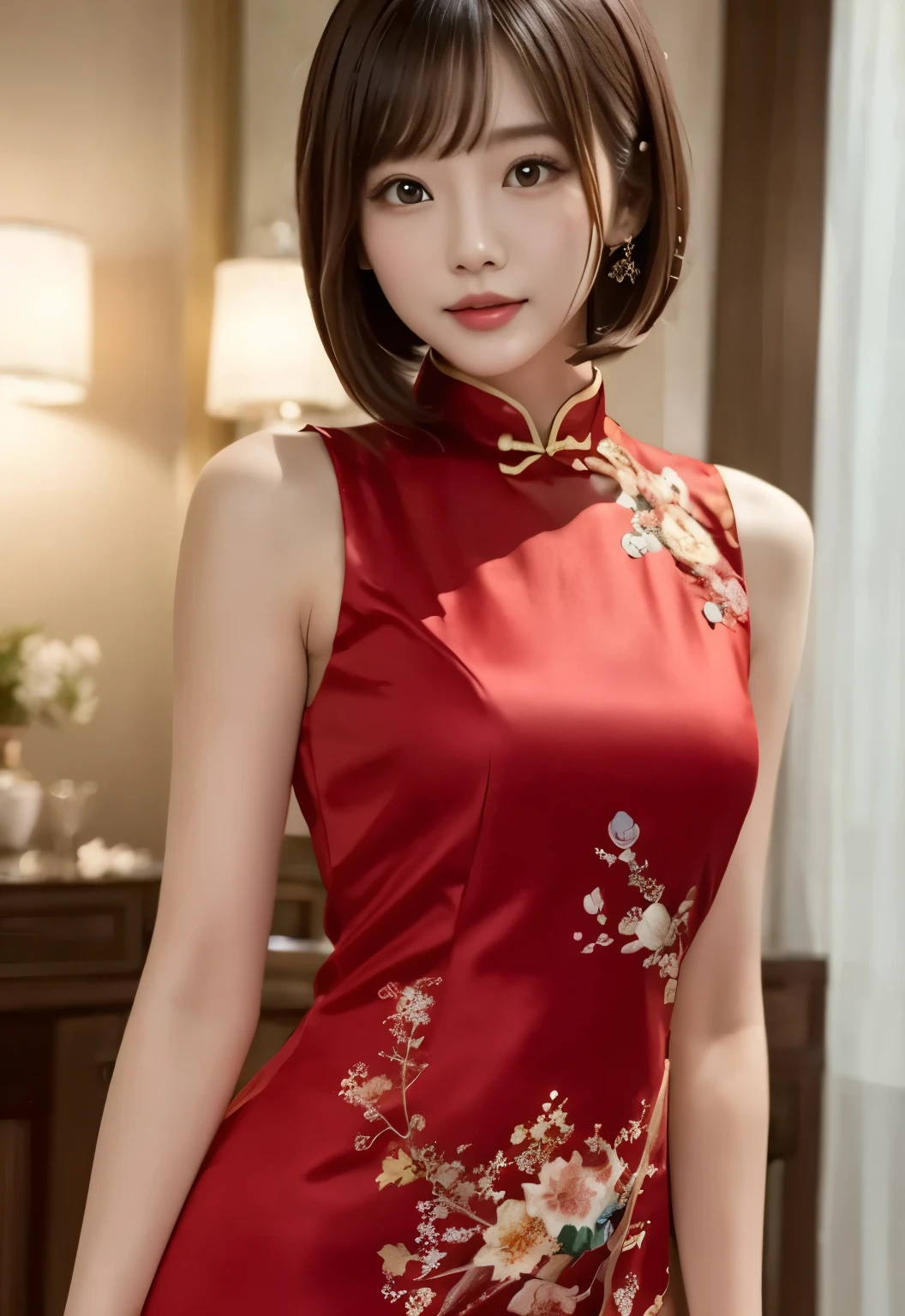 Chinese Dress:1.3, Sexy Chinese Costumes:1.2, Medium Bob