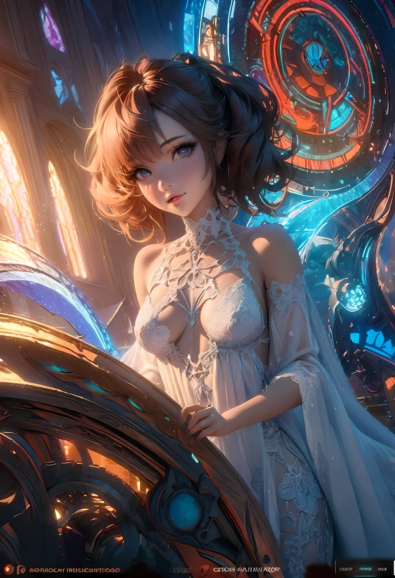 Sexy woman in an Intricate lace designed night gown, black satin with white lace, 8k resolution concept art by Greg Rutkowski dynamic lighting hyper detailed intricately detailed Splash art trending on Artstation triadic colors Unreal Engine 5 volumetric lighting Alphonse Mucha WLOP Jordan Grimmer