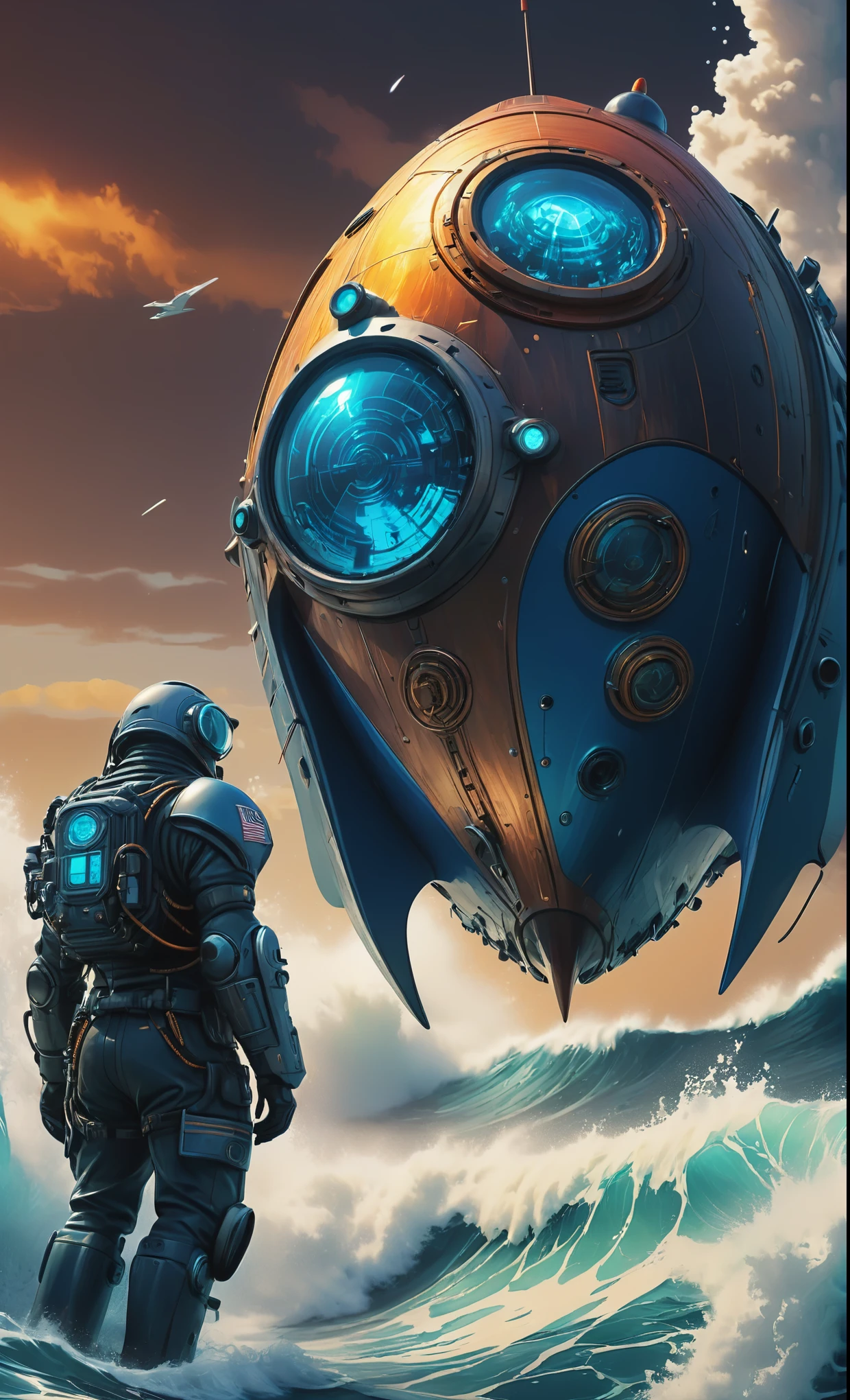 Nazare Nautica vol.2 - Coast Guard, by Luis Duarte, Nanopunk, blue shading, Nazare style, Element Water, Mythpunk, Graphic Interface, Space Art, Sci-Fic Art, Dark Influence, NijiExpress 3D v3, Kinetic Art, Datanoshing, Oilpainting, Ink v3, Splash style, Abstract Art, Abstract Tech, Cyber Tech Elements, Futuristic, Epic style, Illustrated v3, Deco Influence, AirBrush style, drawing