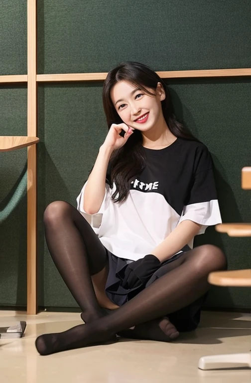 cute、Sick、Mine system、smile、Black Stockings、Legs up