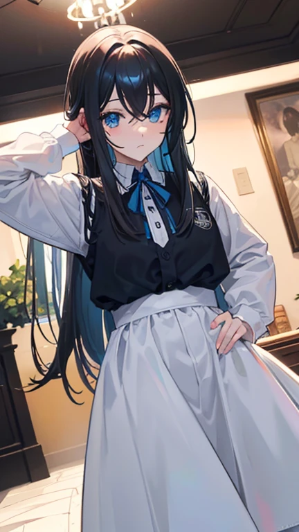 Obra maestra, mejor calidad, 1 chica, pelo largo, mirando al espectador, :3, lindo, negro , al aire libre, calles, tiro de vaquero, pechos grandes, curvas, (((blue eyes))), Rias Gremory, cabello rojo, pelo de antena, pelo ondulado, ((hermosos ojos detallados, hermoso brillo detallado, mucho brillo)),