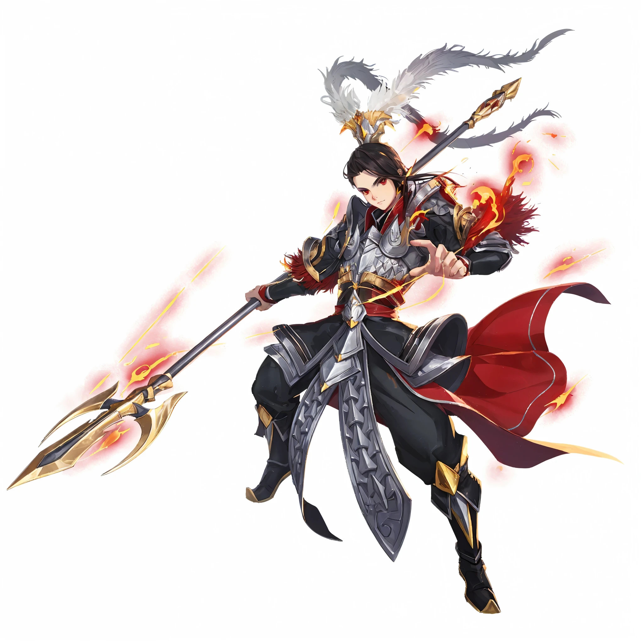 Gold red armor,Red Cape,Red headdress