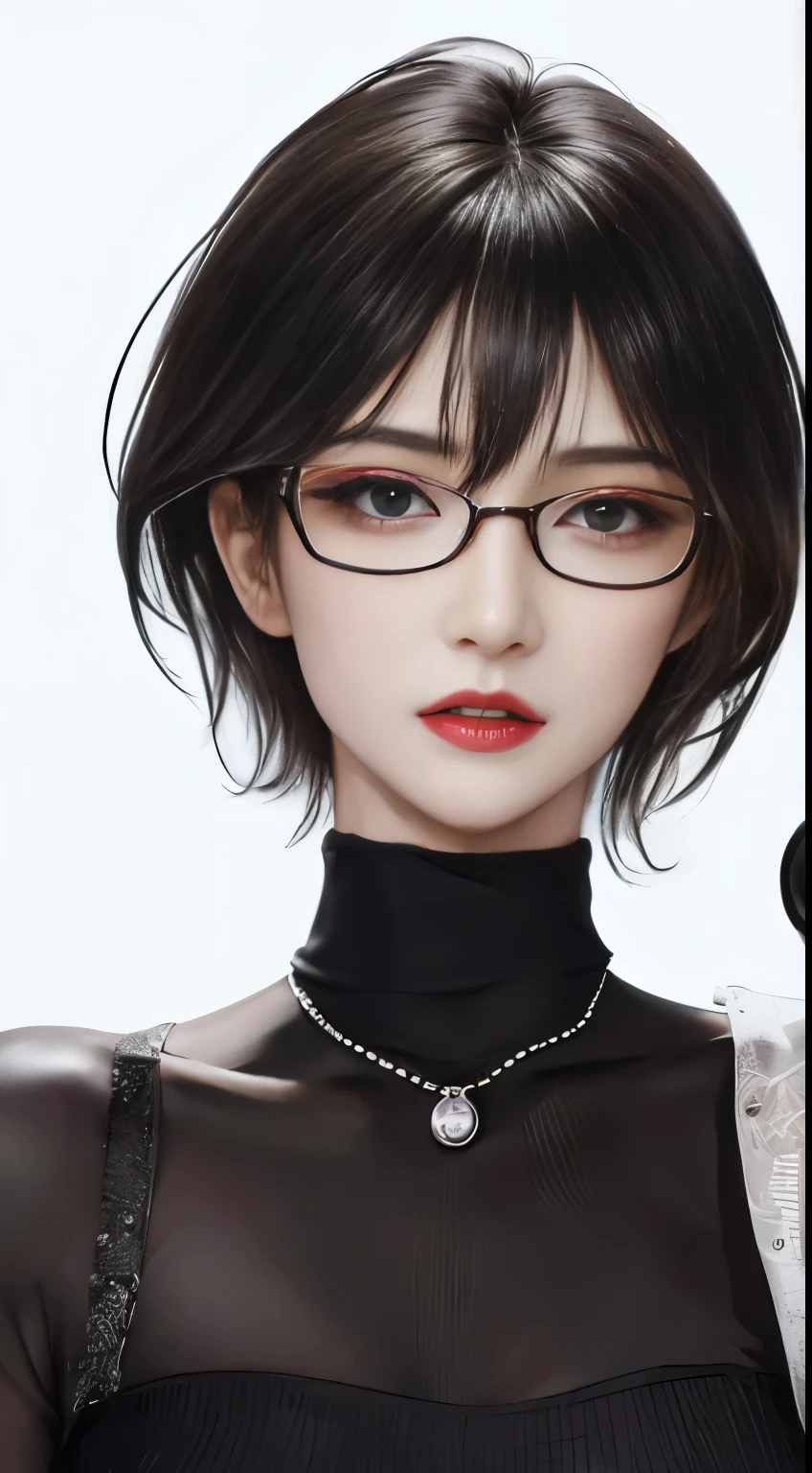 Super detailed, Highest quality, 8K, Ultra-high resolution, Black Hair, One Woman, amount, Glasses, Stiletto heels, Midnight, Slim figure ,Straight Hair, short hair, Glasses , (((Sweat, vapour))), sheer turtleneck dress, skin, Stiletto heelsサンダル, Beautiful feet, ((((blush)))), Dark room、Full body paint、Detailed face、Delicate facial features、Detailed skin、Shiny skin、(((Detailed face)))、Delicate facial features、Detailed skin、Black glossy stockings、Beautiful Face、Perfect Face、Very detailed and beautiful face and eyes、Attractive face、Top view、Respect、Nightclub、Back view