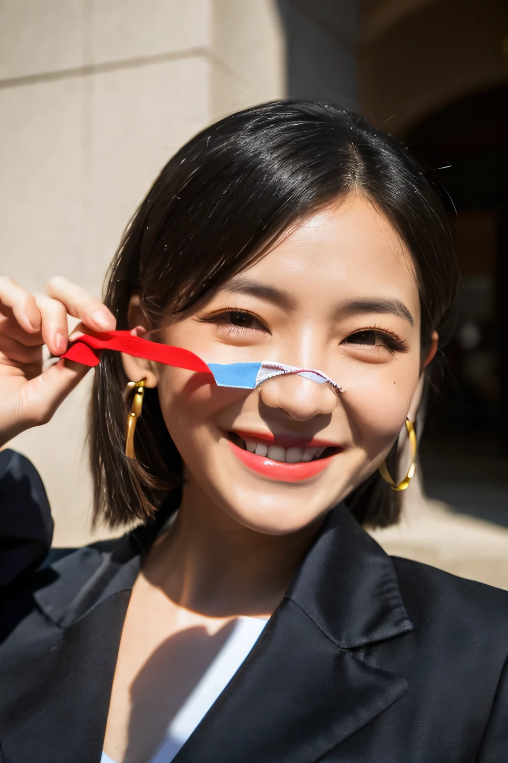 Black Hair, Hair ties, Long eyelashes, Round eyes, A light smile, Mole under the eye, Heart Earrings, A light smile, shy, Pursed lips, Surrealism, Cast a Shadow, Stereogram, throw, Atmospheric perspective, depth odebt debtield, debtirst-person view, debt/1.8, 8k, Super Detail, Accurate, highest quality, High resolution, highest quality,debtull body