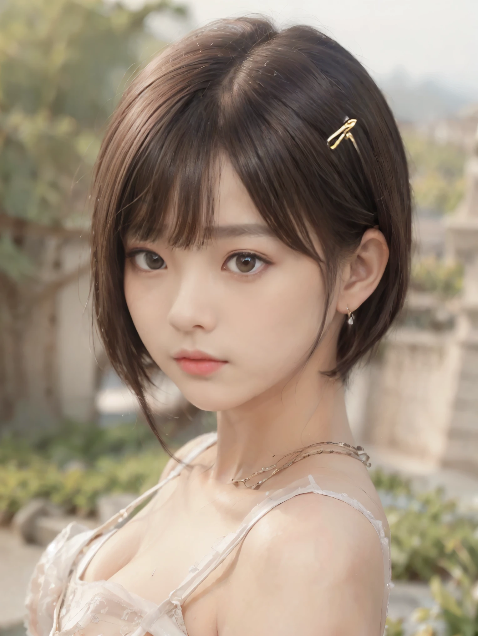 ((Artwork、highest quality、Very detailed、High resolution、Realistic、Sharp focus、Cinema Lighting))、(1 girl)、A shot, not a bust、Beautiful Face、Realistic Face、(Black Hair、Boys Short Hair、Cut Style、Cropped)、Beautiful hairstyle、Realistic eyes、Fine and beautiful eyes、Realistic Skin、Beautiful Skin、Capue Organized、charm、Golden Ratio、Glasses