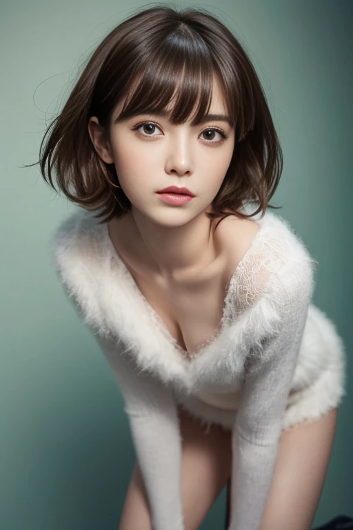 ((natta,Real Light,top-quality,8k,masterpiece:1.3)),Subtle expression, A sexy, Beautiful girl with normal body shape:1.4, (Brown hair,爆乳:1.8), Sexy underwear figure, Lying in bed, Open legs, hyperdetailed face, A detailed eye, 二重まぶた,sexuell