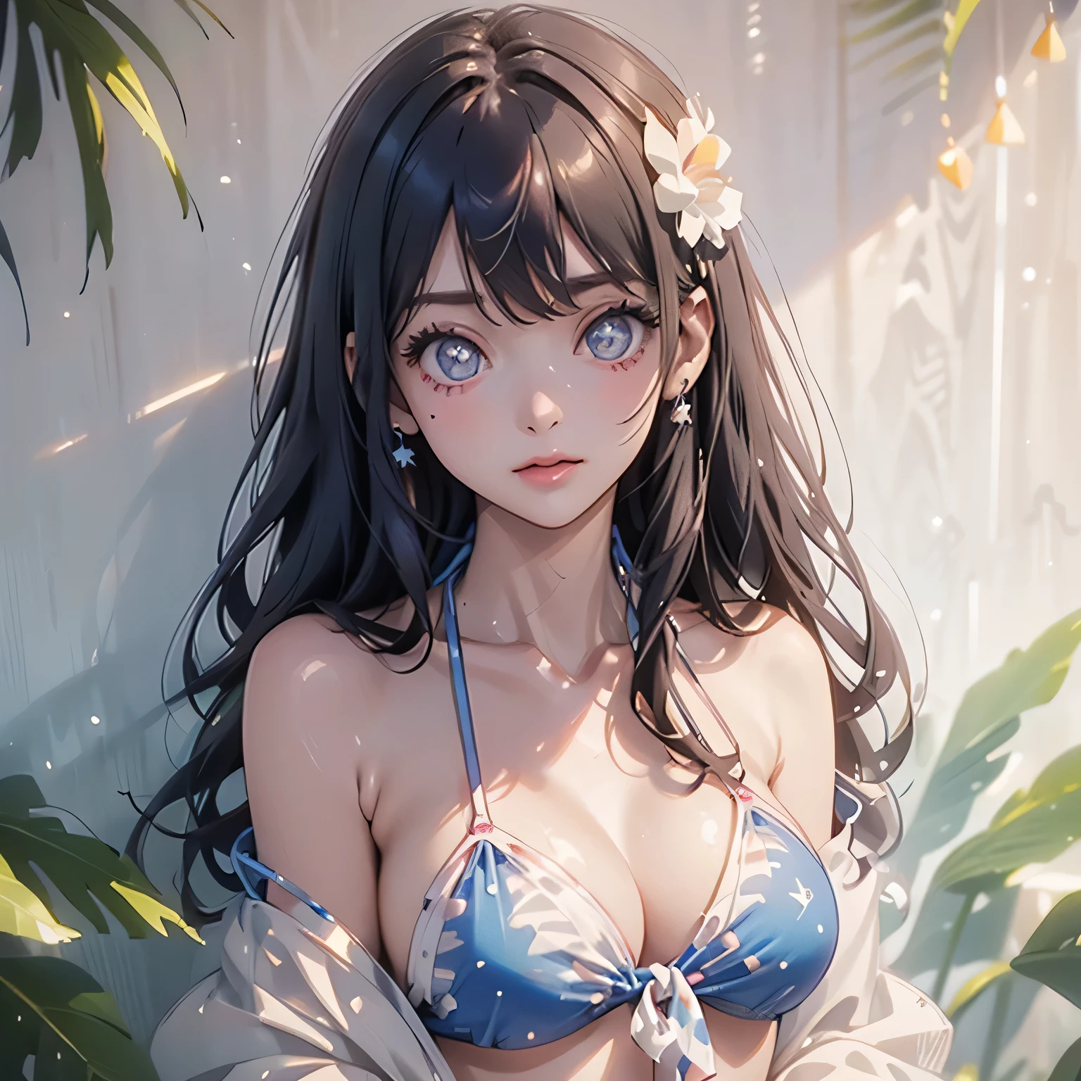 (Triangle top bikini with polka dots:1.2), (One-shoulder bikini with animal print:1.1), (High-cut bikini with geometric patterns:1.3), (Off-the-shoulder bikini with tie-dye design:1.21)