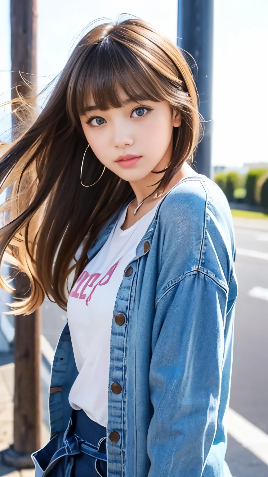 Sexy big 、Sexy cute looks and cute 15 year old beautiful girl, Beautiful and sexy face、A strong wind blows my hair in front of my face、Cute and sexy eyes hidden by long bangs Beautiful short blonde hair Small ribbon