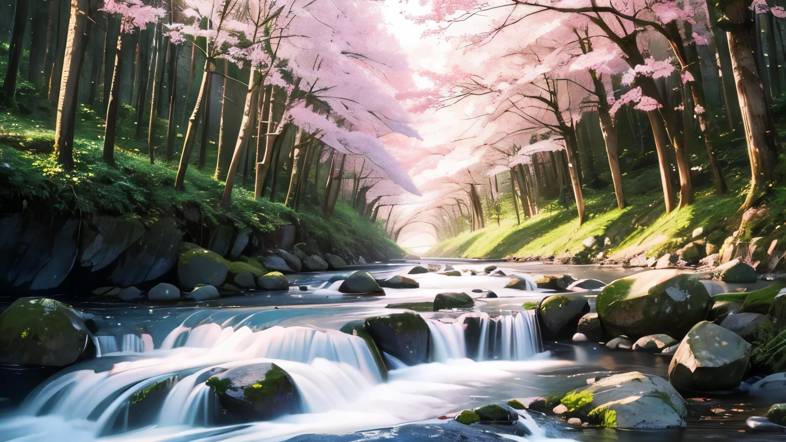 Pink Forest、The river is flowing、Sparkling light
