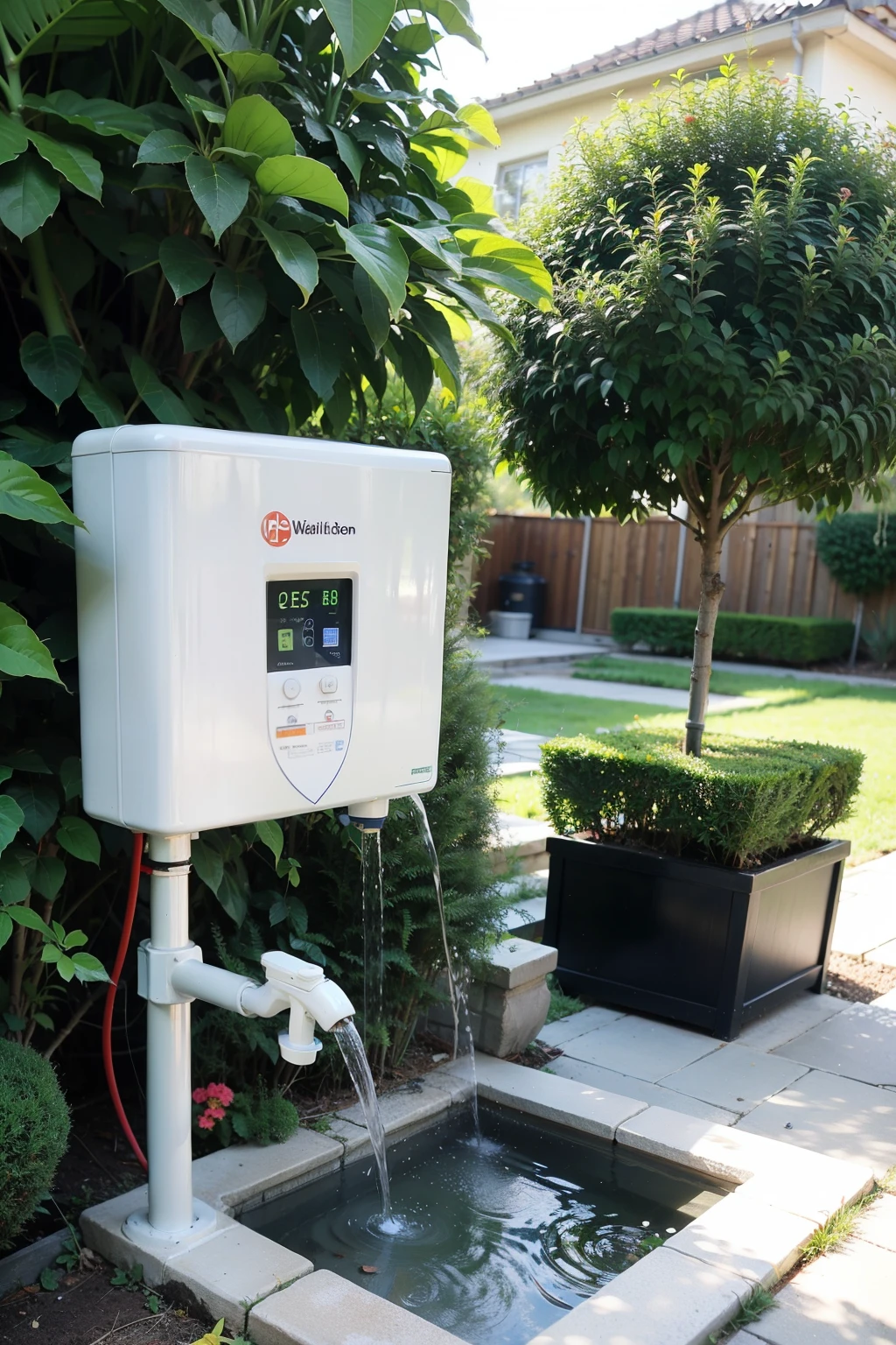 Create an automatic watering system，There are plants，controller，water pump，Fitness Detection Sensor