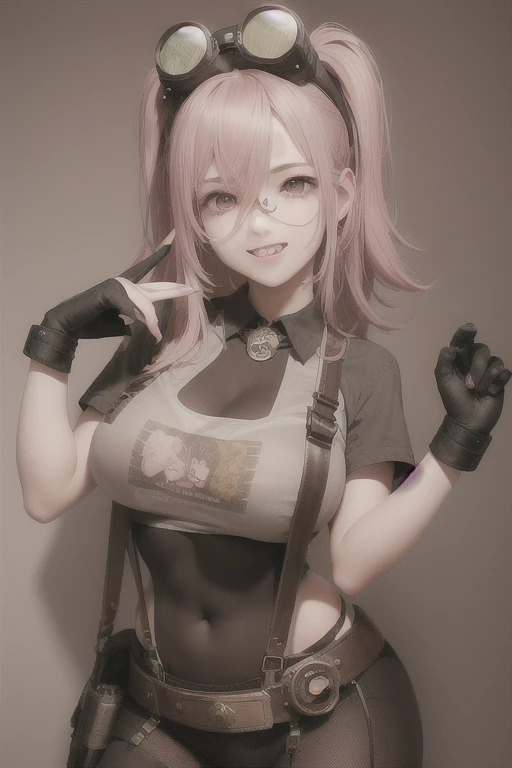 a cartoon of a woman with pink hair and glasses, oppai, biomechanical OPPAI, cushart krenz art key women, I will also make fanart., Ayaka Genshin Impact, , heavy gesture style closeup, genshin impact keqing, Extremely detailed artistic germ, top rated on pixiv, Thick