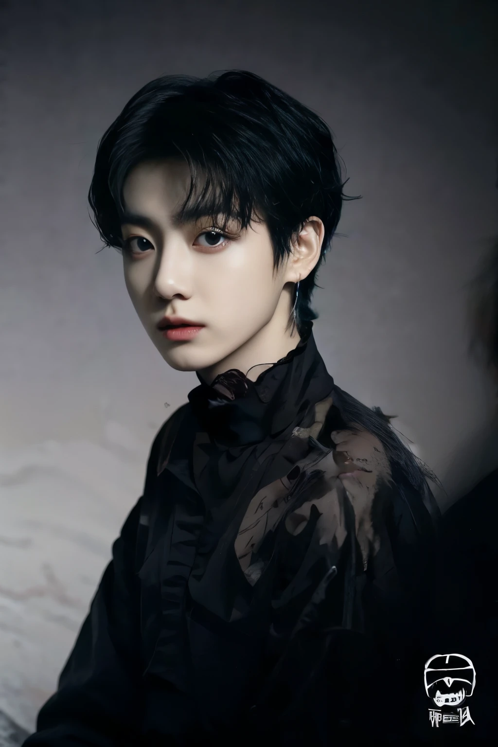 um close de uma pessoa vestindo uma camisa preta e uma gravata preta, Jinyoung Shin, delicate androgynous prince, cai xukun, handsome androgynous prince, Kim Doyoung, cute japanese demon boy, pintar ulzzang, Sui Ishida com cabelo preto, Tae June Kim, Seseon Yoon, Yanjun Chengt, androgynous man