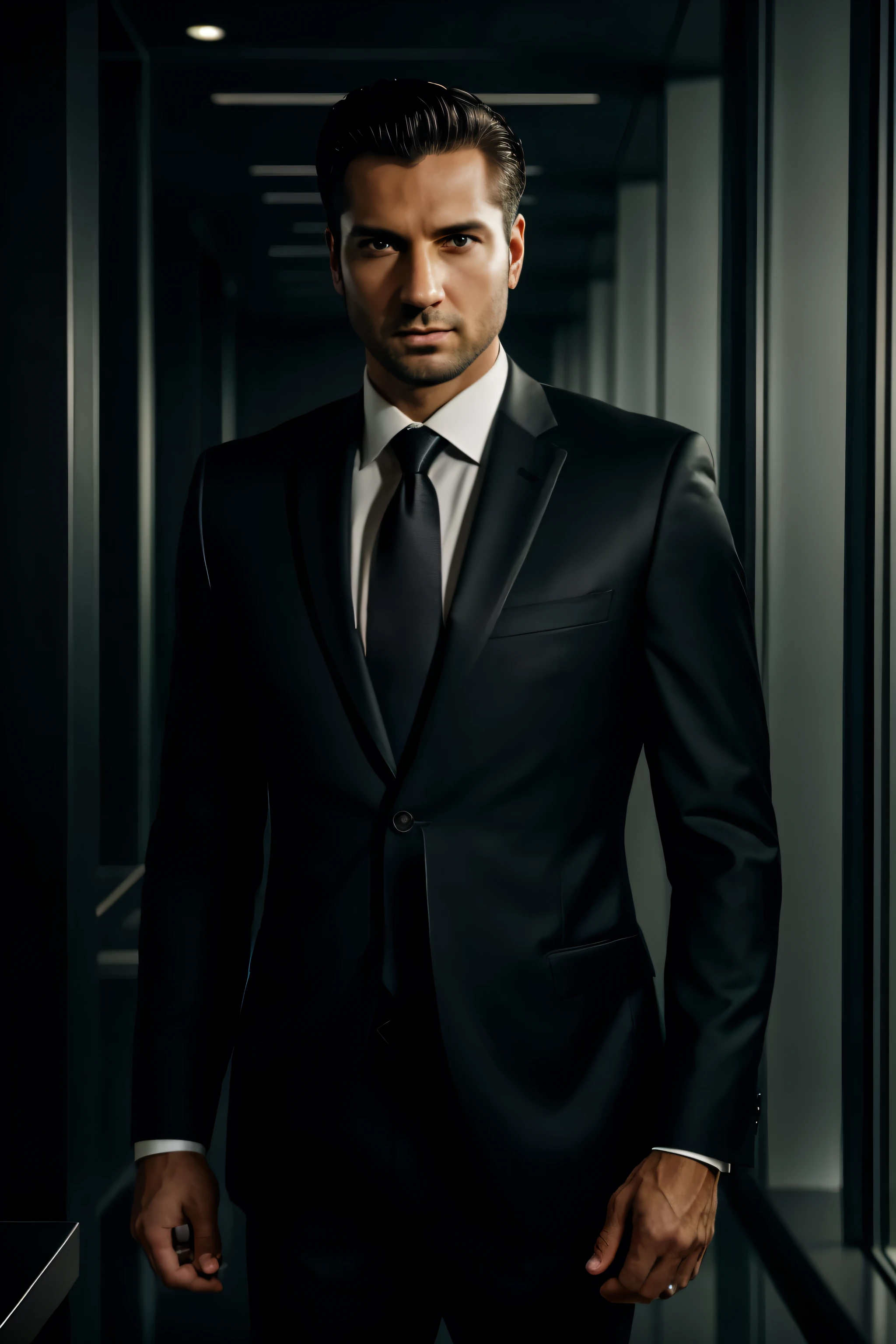 Photo of a successful businessman, 30 anos de idade, Pele clara, Serious Expression, Vestindo terno preto e gravata, alta qualidade, rim lighting, pele altamente detalhada, 8k HD, dslr, high resolution, 4K.
The businessman in the photo radiates an atmosphere of achievement with his clear, composite appearance. His Serious Expression is accentuated by his piercing gaze, enquanto ele usa um elegante terno preto e gravata. The photo is taken with exceptional quality, the rim lighting illuminating every detail on his highly defined skin. shot with a dslr in 8k HD and 4K resolution, capturando cada linha e ruga em seu rosto e