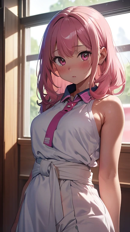 Masterpiece,highest quality,Very detailed,8k CG,
Photograph the upper body,1 Female,(Arms behind back:1.2),Are standing,Body facing forward,View your viewers,(judo、judo着),blush,shy,(trembling:1.2),Pink Hair,Open your mouth,judo場,