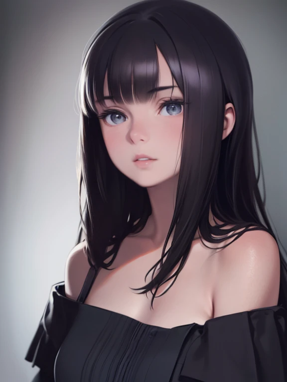 highest quality, masterpiece, Ultra-high resolution, (Realistic:1.4), RAW Photos, One girl, Off the shoulder, In the Dark, Deep Shadow, Modest, Cold Light, Detailed skin