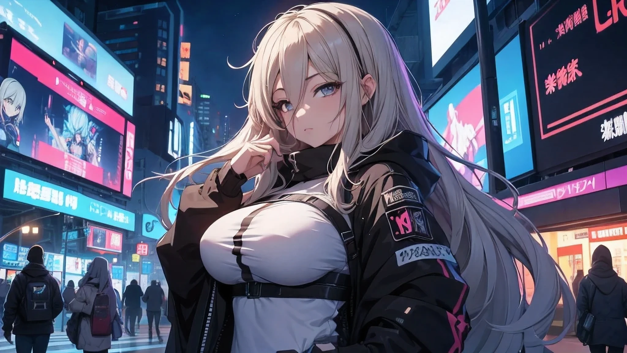 Chicas anime posando en una ciudad por la noche., oppai ciberpunk, anime ciberpunk art, anime ciberpunk, arte del anime ciberpunk, digital arte del anime ciberpunk, ciberpunk digital - arte anime, anime ciberpunk moderno, anime ciberpunk digital!!, mejor fondo de pantalla de anime 4k konachan, chica anime cyberpunk fe******, en la ciudad ciberpunk, tendencia en cgstation, mujeres ciberpunk