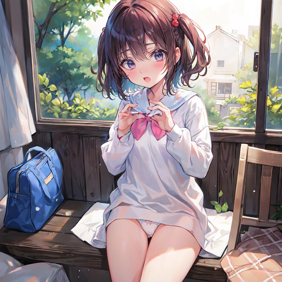 masterpiece,Best image quality,ergarteners,Embarrassed expression,White underwear