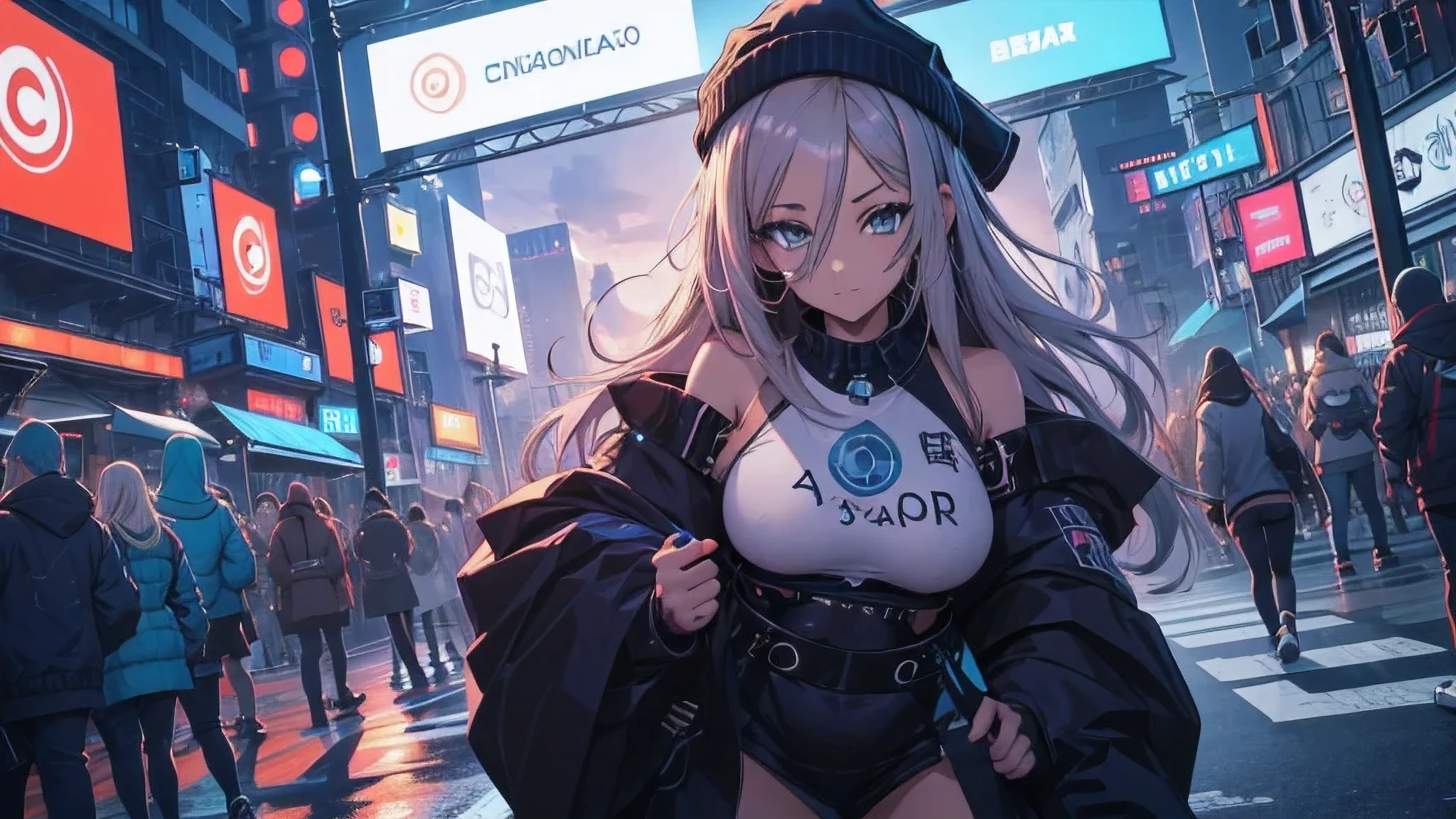 Chicas anime posando en una ciudad por la noche., oppai ciberpunk, anime ciberpunk art, anime ciberpunk, arte del anime ciberpunk, digital arte del anime ciberpunk, ciberpunk digital - arte anime, anime ciberpunk moderno, anime ciberpunk digital!!, mejor fondo de pantalla de anime 4k konachan, chica anime cyberpunk fe******, en la ciudad ciberpunk, tendencia en cgstation, mujeres ciberpunk