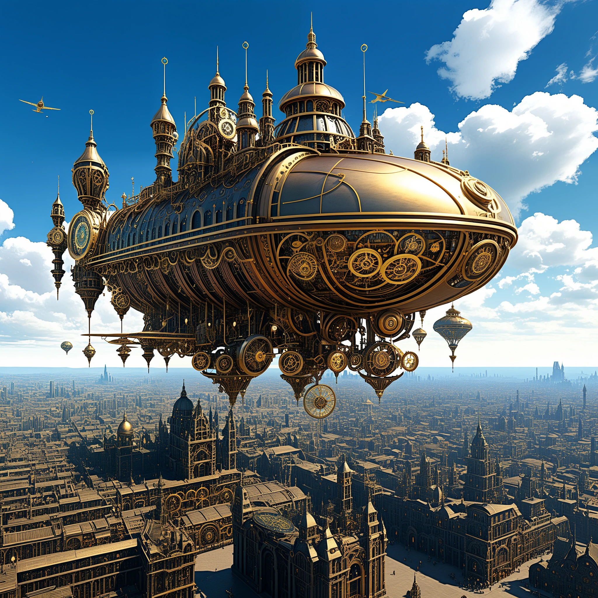 Transport yourself to an alternate reality where Leonardo AI is integrated into a steampunk-inspired city. Picture airships hovering above ornate clockwork towers, with gears and brass mechanisms intermingling with advanced technology. The fusion of steampunk and AI creates a visually stunning and intricate cityscape.