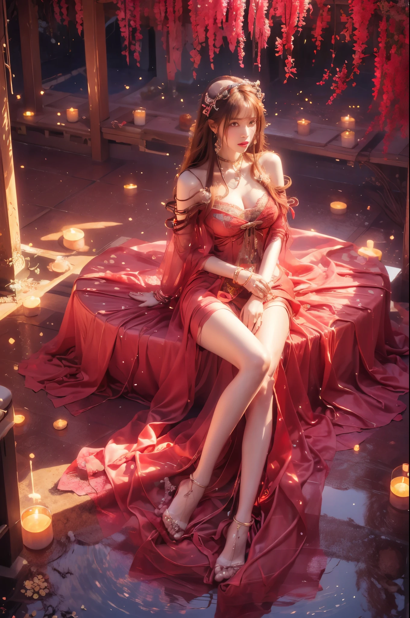 (Reality: 1.4), super details, beautiful and beautiful, masterpieces, masterpieces, best quality, lifelike rendering, scattered posture model, illusory, 1girl, (random posture, random action), perfect lighting, detailed lighting, detailed lighting , Drama shadow, glowing, long hair, surrounding, perfect ratio, cutting ribbon, luxury, jewelry, gorgeous, bracelets, folding
