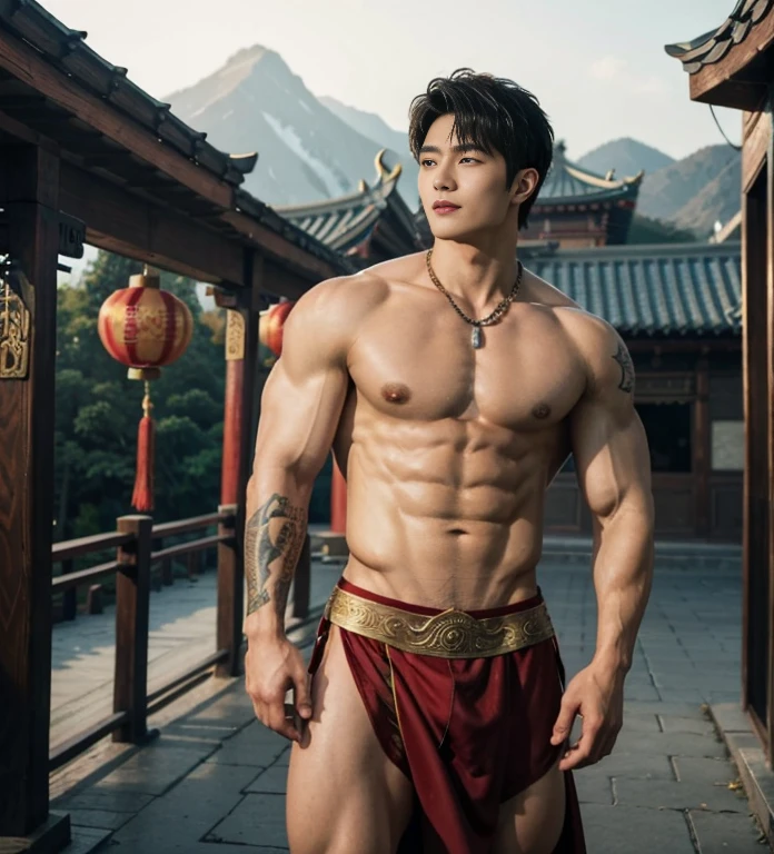 2 handsome boy tibetan kissig, touching lips, cuddle, grab the butts, romanctic, hug , naked, smiling, catching eyes , Chinese Men God, Mythology, realistic, Chinese odyssy, super Handsome,manly, kpop idol, handsome korean actor, 20 years old,, detailed face, manly jawline, manly chin, detailed mess curly styling hair, Topless, Muscles, big chest Athlete body, Full Frame,full body shoots, Sexy, realistic, human skin, tattoo breast, Professional studio Lighting, long red tibetan Outfit, jade and golden pendent all over , detailed jewery in dress, earings,Chinese ancient tibetan temple Background,out door, super detailed background,look at camera , open mouth, super sexy loincloth Underwear , big bulge, tibetan Warrior, Hanfu red wedding dress, tibetan Male, tibet Nobel, Seduce , bare chest , tattoo chest, tattoo arms, tattoo hands, tattoo back, tattoo legs , detailed buddism tattoos, big juicy butts, bare butts, long big dick masturbate,