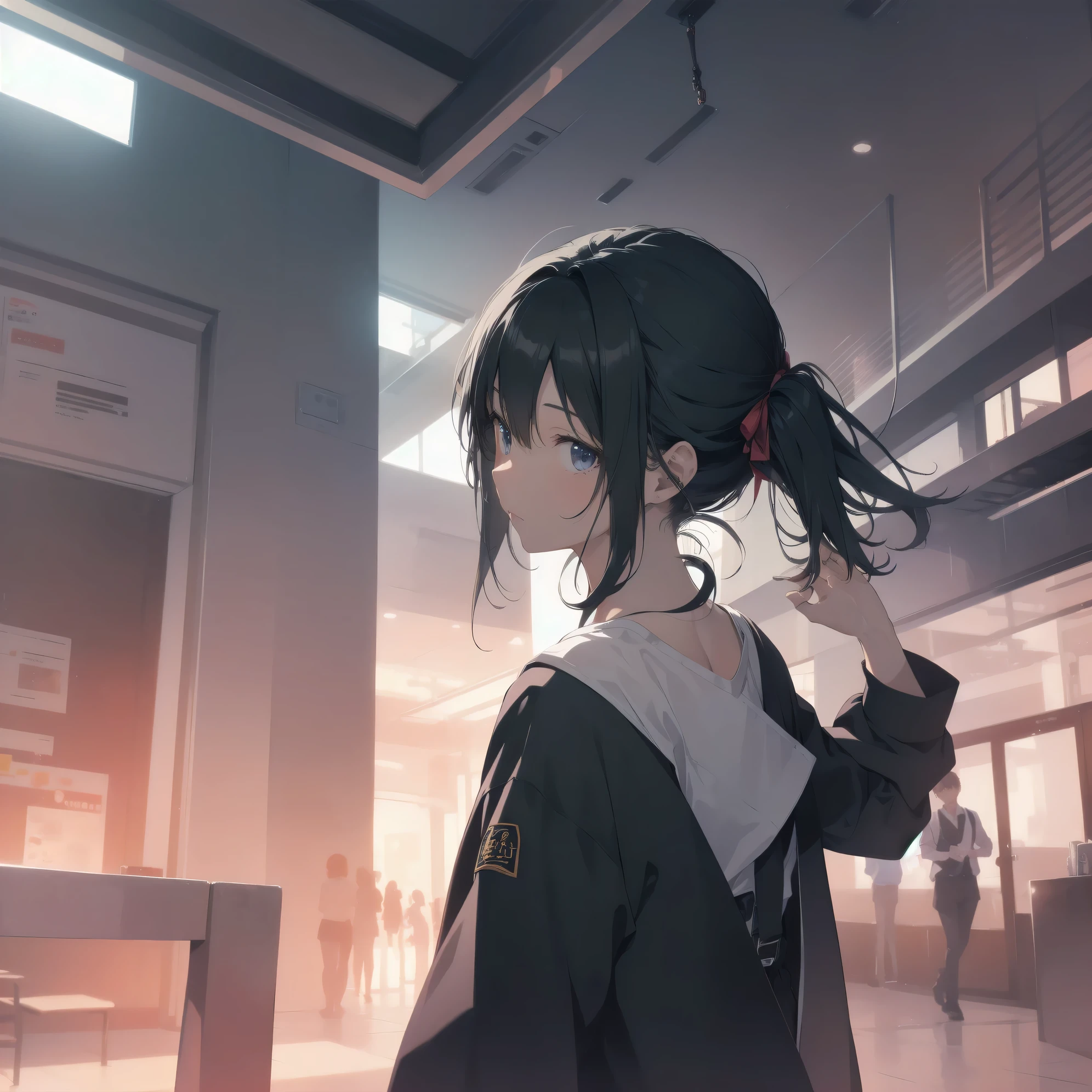 ultra-absurdres-Top quality by artist God, ultra-detailed, high resolution, anime moe artstyle, best anime 8k konachan wallpaper, pixiv contest winner, pool:2810, perfect anatomy,break, 1girl, (Please draw a girl walking sleepily to school alone. )break,(Solo,little female, 13-year-old:1.3),Full limbs, complete fingers,a junior high school student, (very short hair), short cut, flat chest, , small butt, small black eyes, beautiful detailed eyes, well-proportioned iris and pupils, expressive eyes, highres detailed hair, soft expression, school_uniform, bowtie, collared shirt. pleated skirt,(Detailed Lighting), (Detailed background), in the School commute route. break,super detailed skin, Best cinematic lighting powered by famous artist, 8k,beauty illustration,photoshop_(medium),very aesthetic,break,((artist:ningen mame )), artist:bolze ,artist:oyari ashito ,artist:kantoku ,