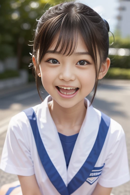 Japanese,,Summer Sailor Uniform,Look Up,Looking up,Cross-eyed,Cross-eyed,Open your mouth wide,Sticking out tongue,Showing tongue,cute,Face close-up,Twin bun hairstyle