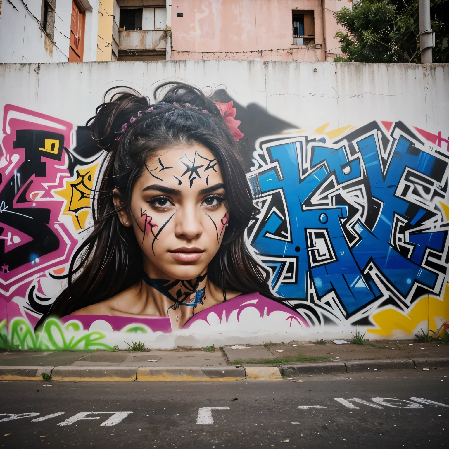 Queri realizar una imagen de Graffiti callejero que diga la palabra Pawer
