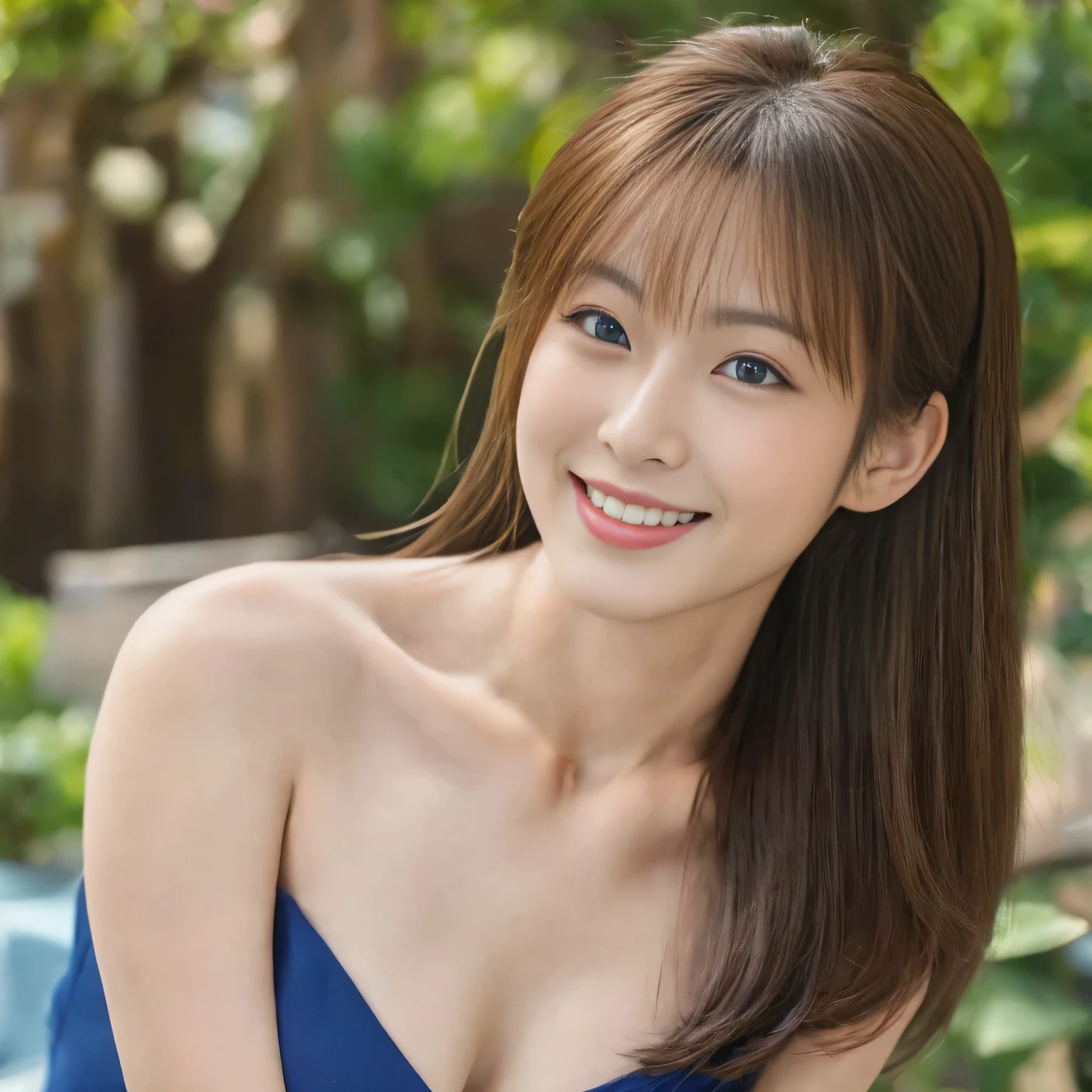 (Cute Japanese woman with a perfect body), (office ladies), (masterpiece, high quality:1.2), Big Breasts, (smile), (office), Highly detailed face, ((Black Choker, Big Breasts, blue eyes, Very long eyelashes)), smile、bangs, Grace, Transparent air, (8K:1.1), Natural light, Japanese actress, (Slim face),double eyelid,Big eyes,faithful servant、Photo of your face、naked