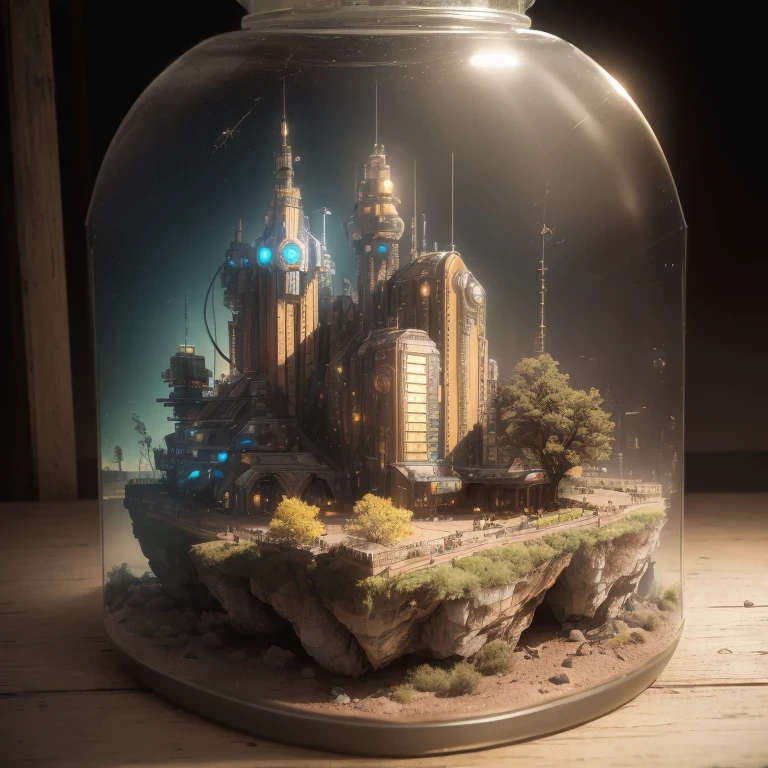 3598年Mars realistic model, (bifurcation, original photo, best quality, masterpiece:1.4),SteampunkCyberpunk6820 City,(CyberpunkMars light:1.3), Mars (related to land),(in a small glass tank box:1.3),Isometric, small nature, landscape on foundation,landscape,
