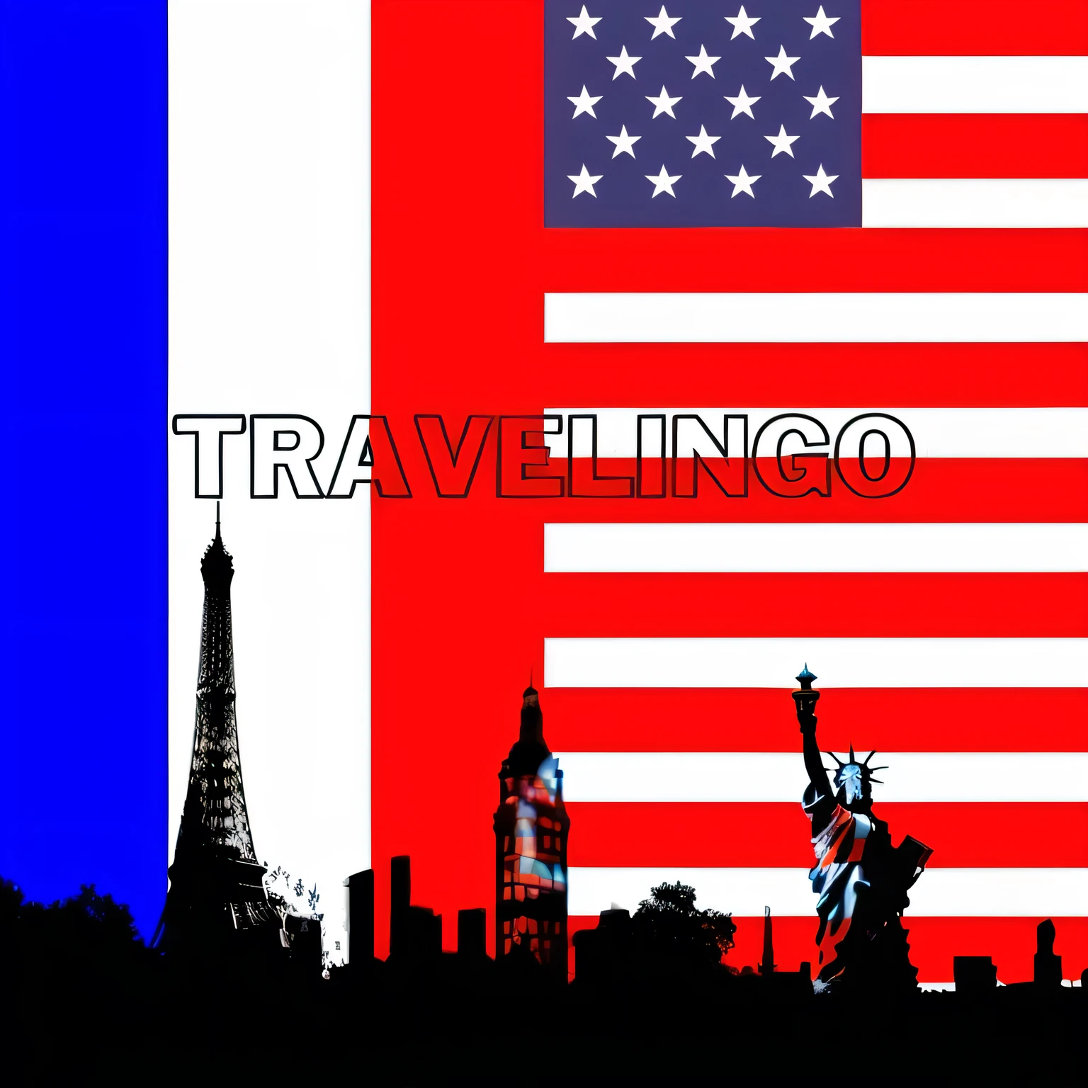 un primer plano de una bandera con una estatua de la libertad frente a ella, viajaring in france, viajar poster, viajar, French flag, French, viajarer, Paris background, De vuelta a nosotros, viajarler, fondo tricolor, viajar and adventure, viajarers, by François Bocion, illustration&quot;, tendencia en pixabay, Turismo