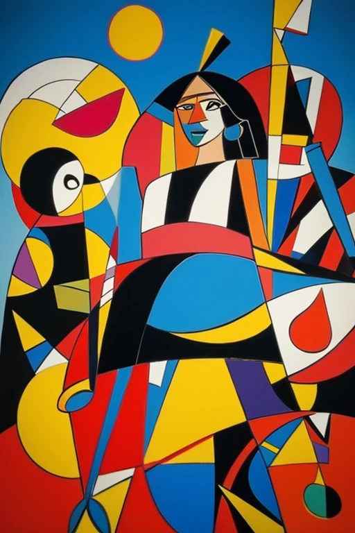 Combining the painting styles of Picasso and Kandinsky into a unique work