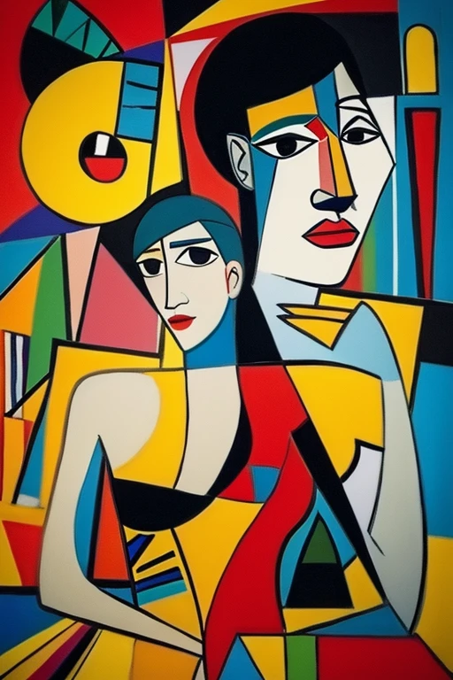 Combining the painting styles of Picasso and Kandinsky into a unique work