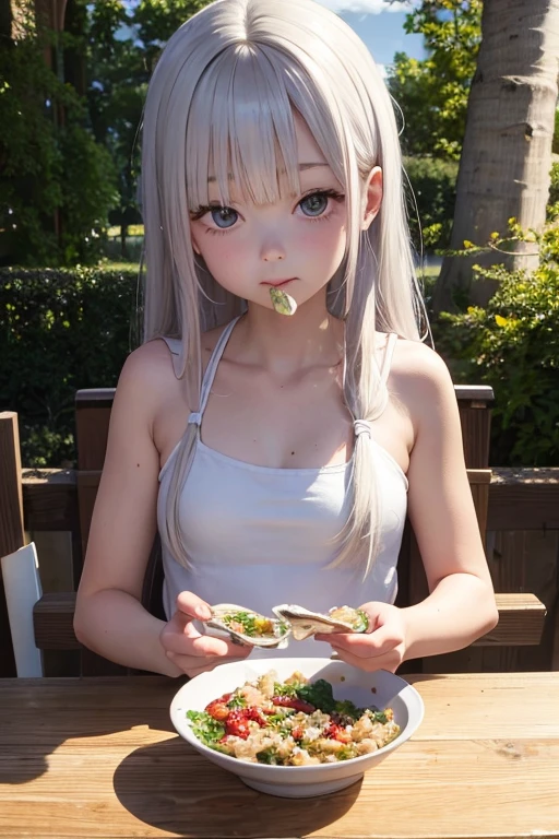 Oyster girl eating raw oysters