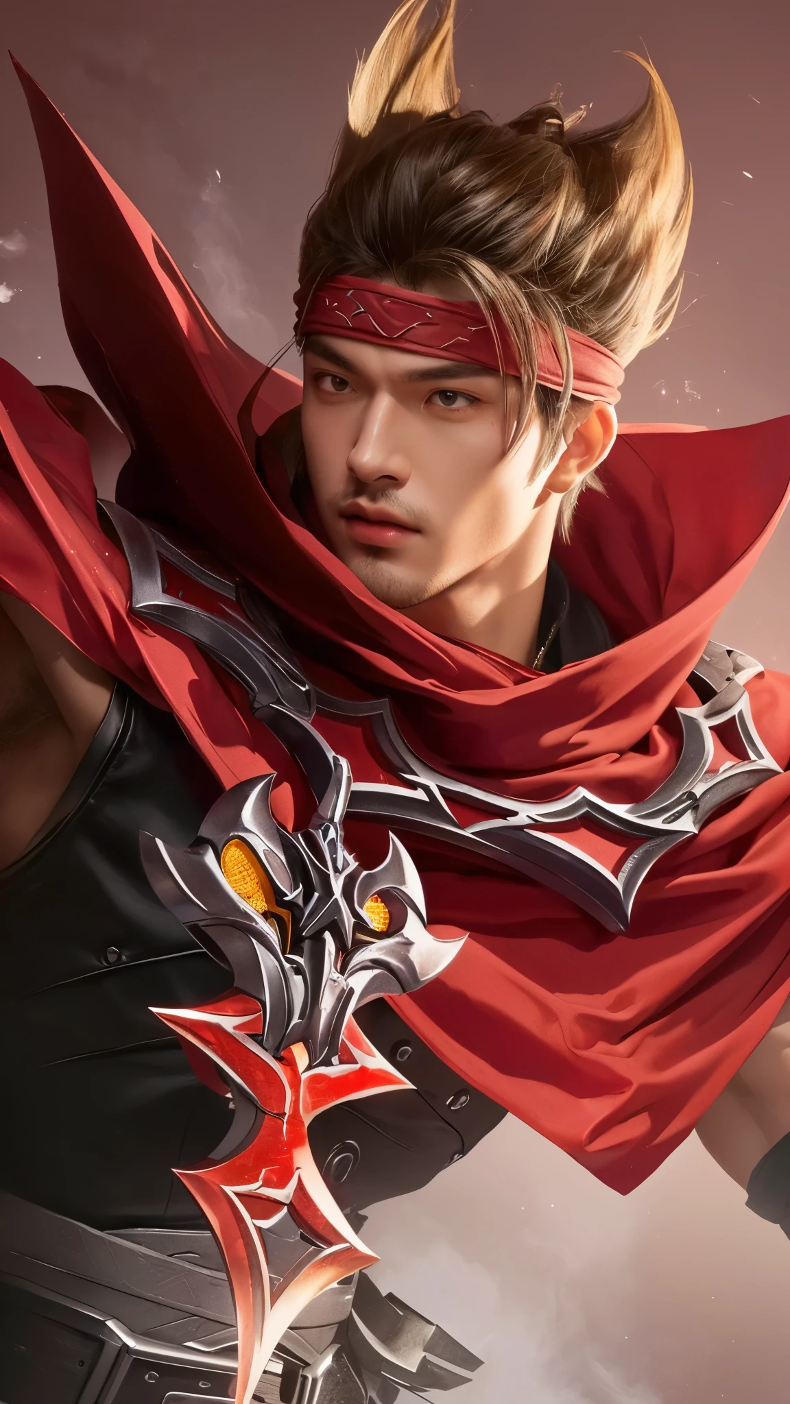a close up of a boy with a red cape and a sword, son of sparda, sakimi, key anime art, portrait of ninja slayer, portrait of a red sorcerer, avatar image, epic rpg portrait, extremely detailed artgerm, jett from valorant, artgerm detailed, trigger anime artstyle, inspired in kris from deltarrune