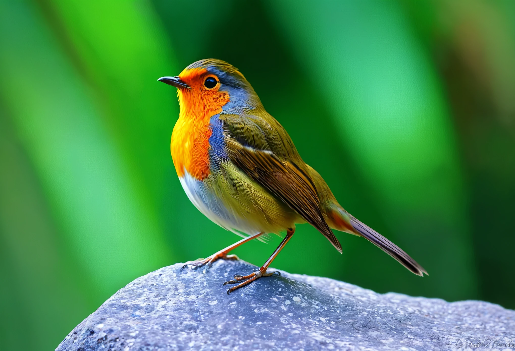 there is a small bird that is standing on a rock, Close-up photo, colorful birds, colorful bird with a long, bird, very colorful, rare bird in the jungle, Great beauty, Colorful feathers, bird類, Extraordinary beauty, colorful, Bright colors彩. Sharp focus. oh!, Bright colors, Proud look, Robin, Innocent look. Bright colors彩