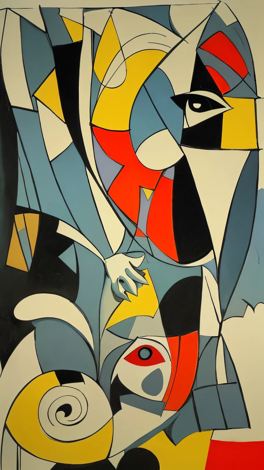 Picasso-style，Abstract，There is area comparison，Warm and cold contrast
