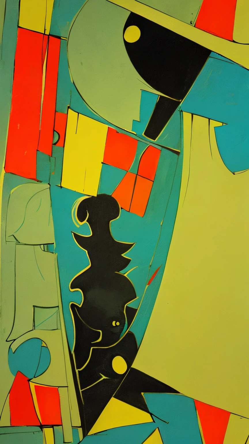 Picasso-style,Abstract,There is area comparison,Warm and cold contrast