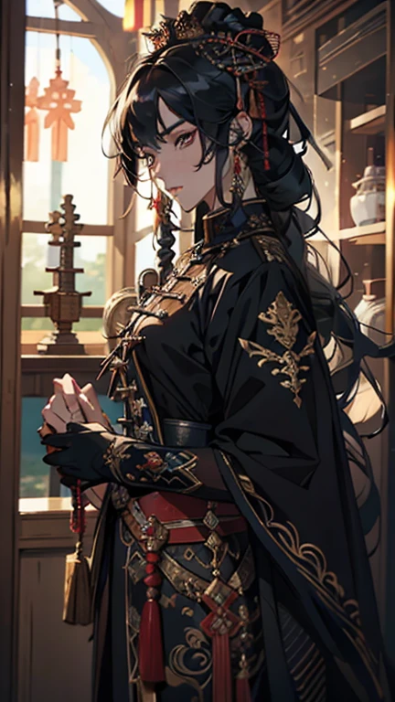 （（（Emperor and Empress 1.2））），Black Ming uniform，super detail, UHD, masterpiece, ccurate, textured skin, super detail, high details, high quality, award winning, best quality, highres, 1080P