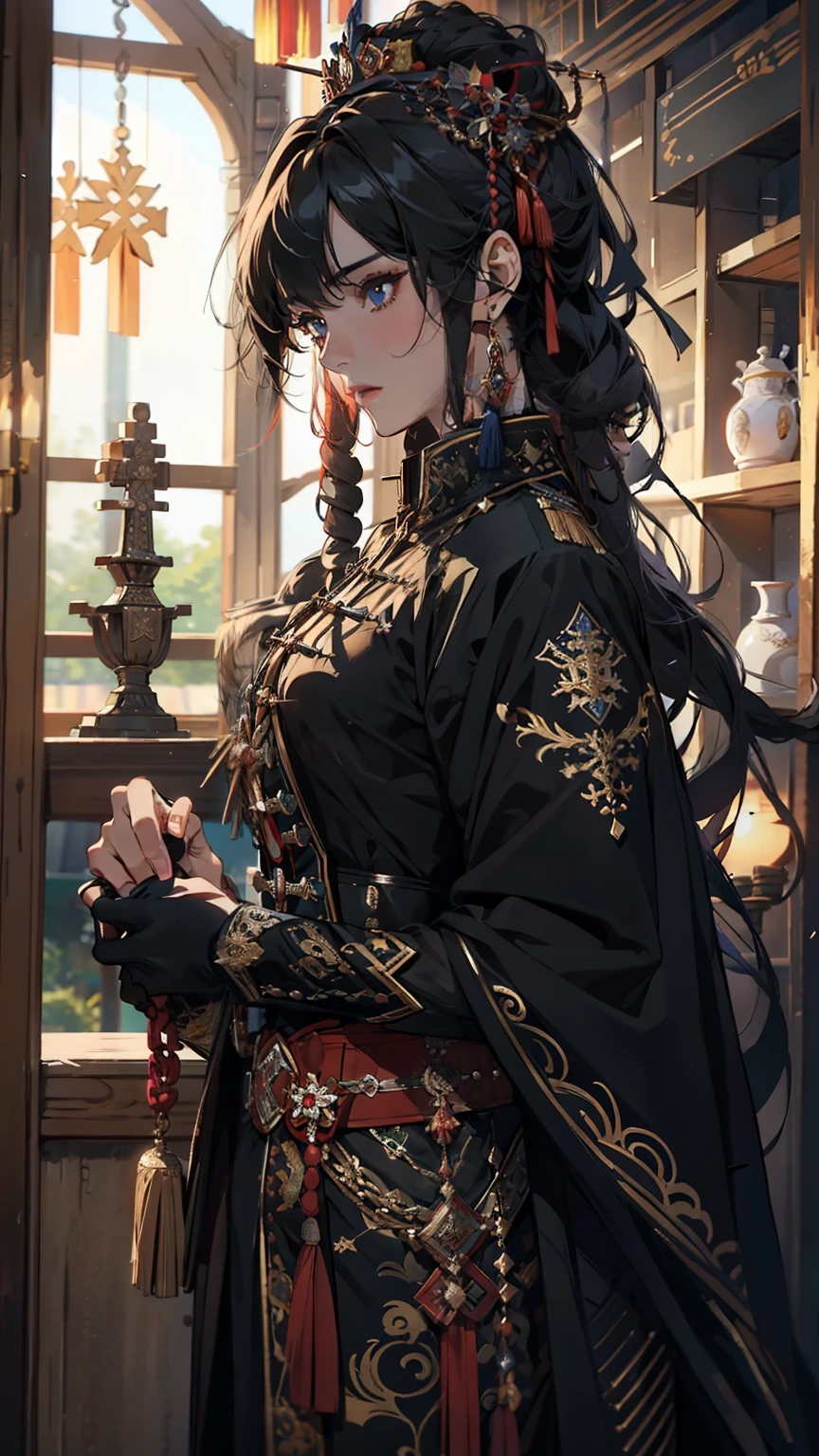 （（（Emperor and Empress 1.2））），Black Ming uniform，super detail, UHD, masterpiece, ccurate, textured skin, super detail, high details, high quality, award winning, best quality, highres, 1080P