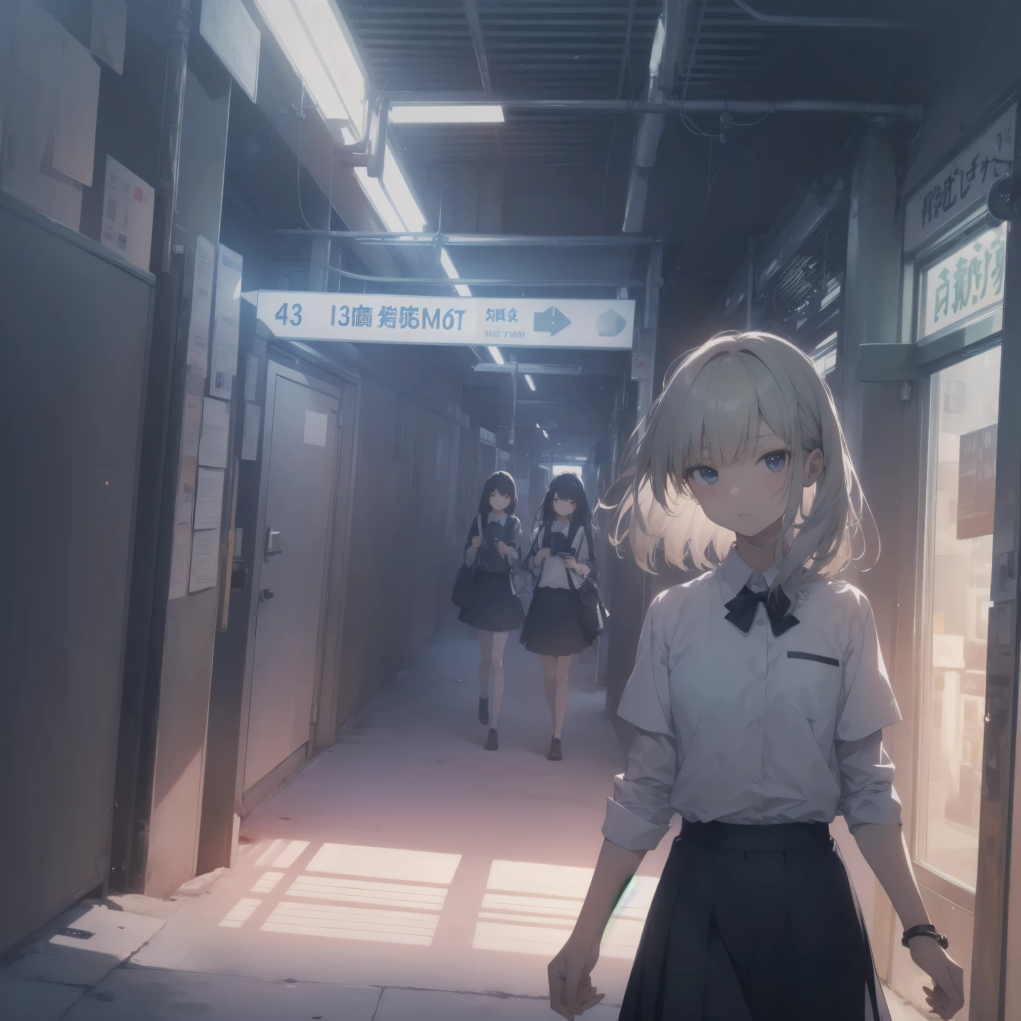 ultra-absurdres-Top quality by artist God, ultra-detailed, high resolution, anime moe artstyle, best anime 8k konachan wallpaper, pixiv contest winner, pool:2810, perfect anatomy,break, 1girl, (Please draw a girl walking sleepily to school alone. )break,(Solo,little female, 13-year-old:1.3),Full limbs, complete fingers,a junior high school student, (very short hair), short cut, flat chest, , small butt, small black eyes, beautiful detailed eyes, well-proportioned iris and pupils, expressive eyes, highres detailed hair, soft expression, school_uniform, bowtie, collared shirt. pleated skirt,(Detailed Lighting), (Detailed background), in the School commute route. break,super detailed skin, Best cinematic lighting powered by famous artist, 8k,beauty illustration,photoshop_(medium),very aesthetic,break,((artist:ningen mame )), artist:bolze ,artist:oyari ashito ,artist:kantoku ,