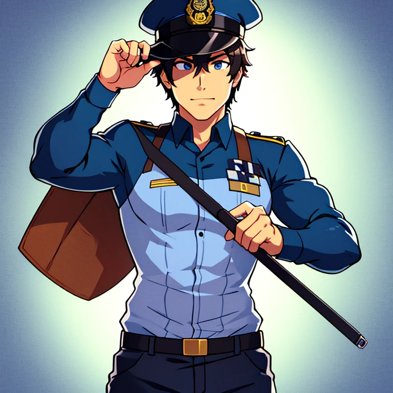 Hombre musculoso policia