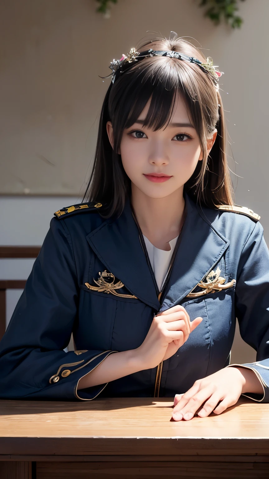 A beautiful young Japanese woman, around 20 years old, wearing a stewardess uniform, ultra-detailed, 8K resolution, highly realistic, cinematic lighting, best quality, masterpiece, photorealistic, physically-based rendering, extremely detailed, vivid colors, professional, sharp focus, studio lighting