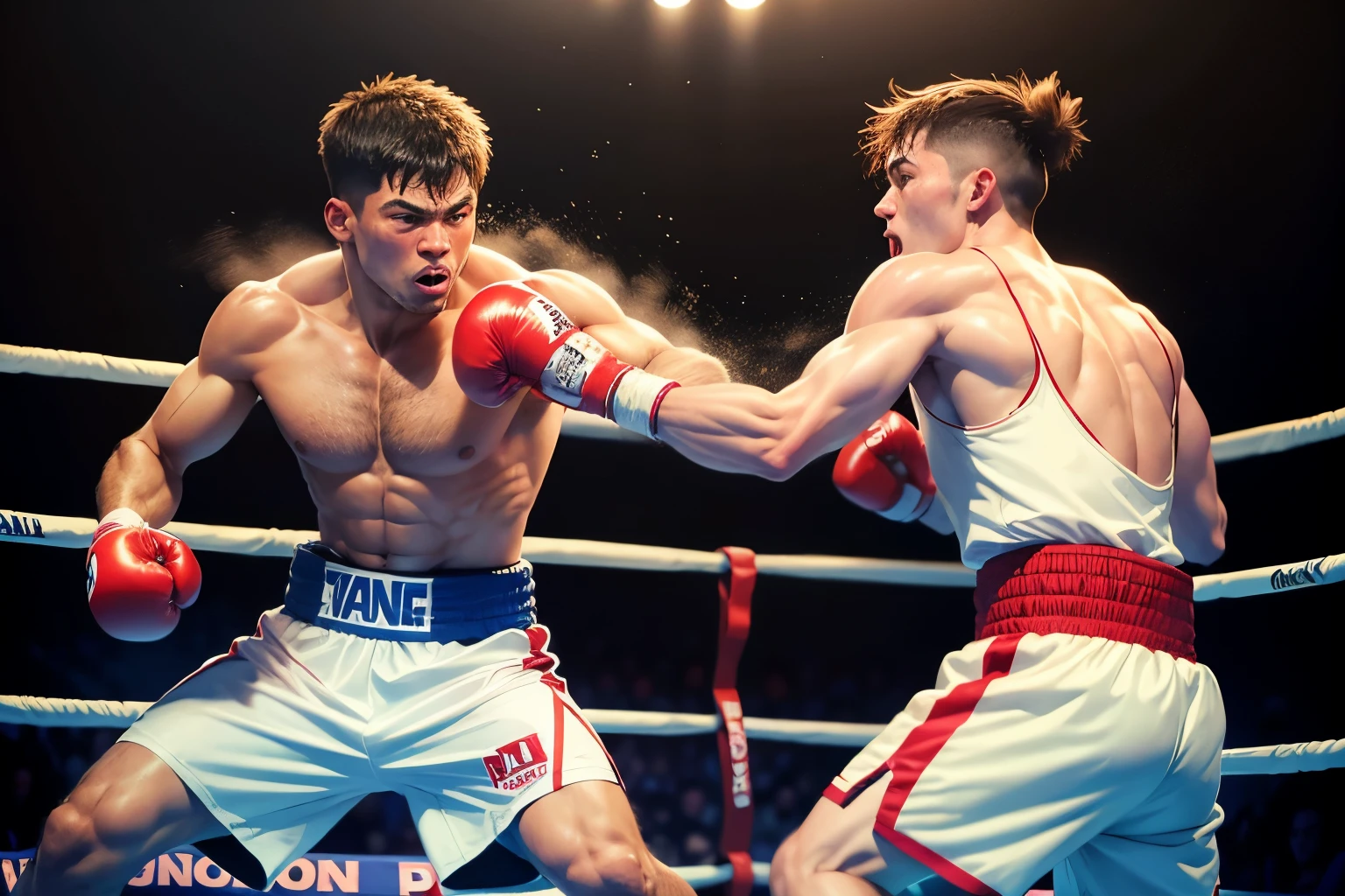 best quality, two strong boxers, boxing match