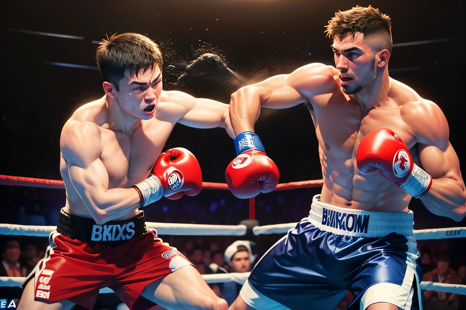 best quality, two strong boxers, boxing match