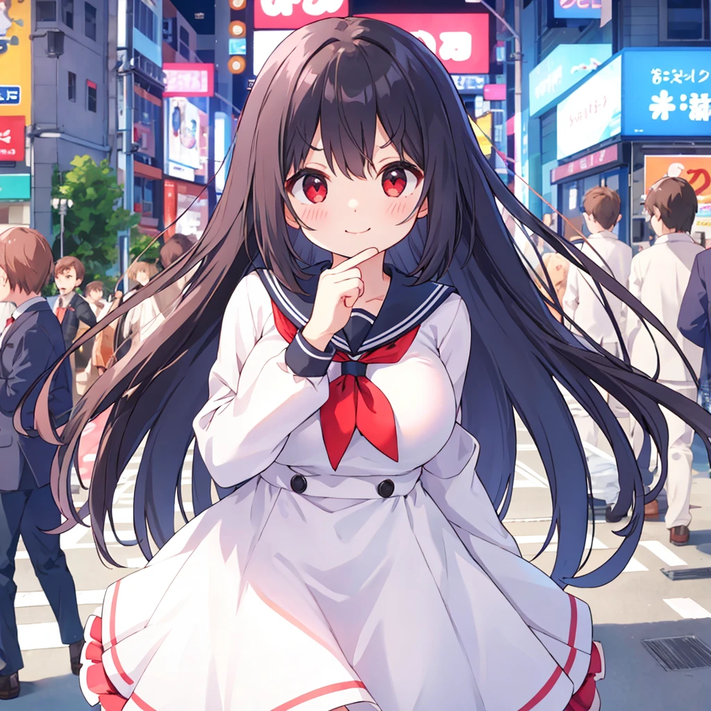 insanely detailed, absurdres, ultra-highres, ultra-detailed, best quality,
1girl, solo, nice hands, perfect hands,
BREAK,
(wearing school uniform),
happy smile, laugh, closed mouth,
cute pose, cowboy shot,
BREAK,
slender, kawaii, perfect symmetrical face, ultra cute girl, ultra cute face, ultra detailed eyes, ultra detailed hair, ultra cute, ultra beautiful,
by Canon EOS, SIGMA Art Lens 35mm F1.4, ISO 200 Shutter Speed 2000,
in harajuku, shibuya, tokyo, street, crowd, cityscape,
large breasts, ,
BREAK,
(black hair, red eyes),