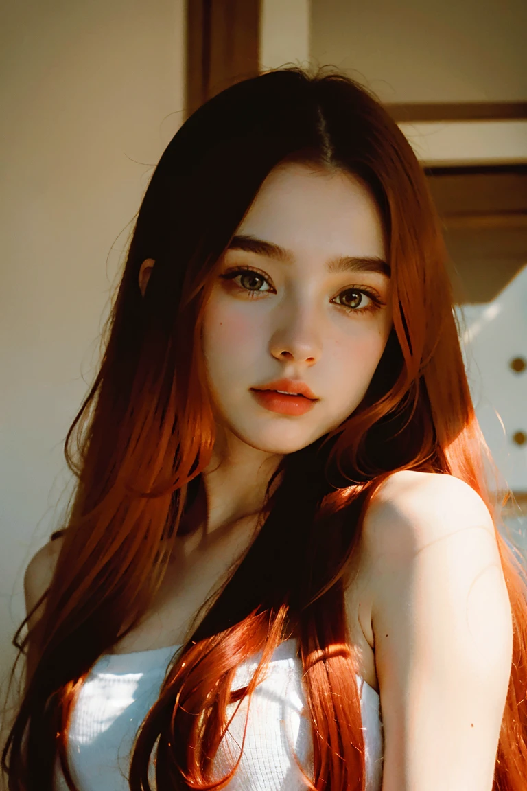 solo, very detailed, detailed face, very long hair, picture of a beautiful young woman, dasha_taran, sfw, ((redhaired))