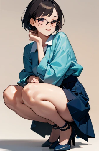 (NSFW:1.0),
(best quality,8k,high resolution,masterpiece), (ultra-detailed,realistic),
((whole body)), ((squat)),
(A Japanese woman, 30 years old and 155cm tall.),
(she has short hair style),
(she wears glasses),
(she is wearing a light blue shirt), (Neat and elegant collared light blue shirt),
(she is wearing a navy blue skirt),
((she is wearing ankle strap pumps)),
(Generate detailed images, especially of the eyes), (She looks at me with kind and caring eyes.),
(She has a pure and peaceful atmosphere. Her gentle smile is very impressive.),